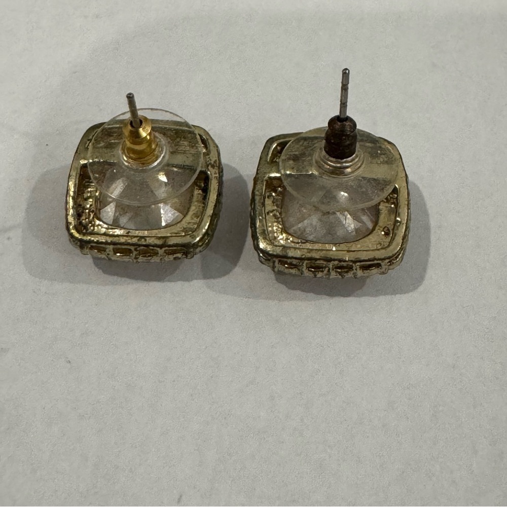 Faux Diamond Stud Statement Costume Jewelry Earrings - Picture 2 of 4